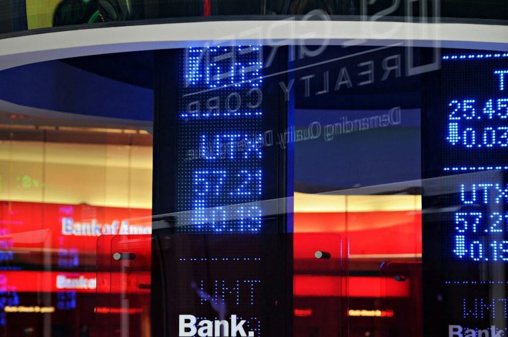 Wall of lit share price displays