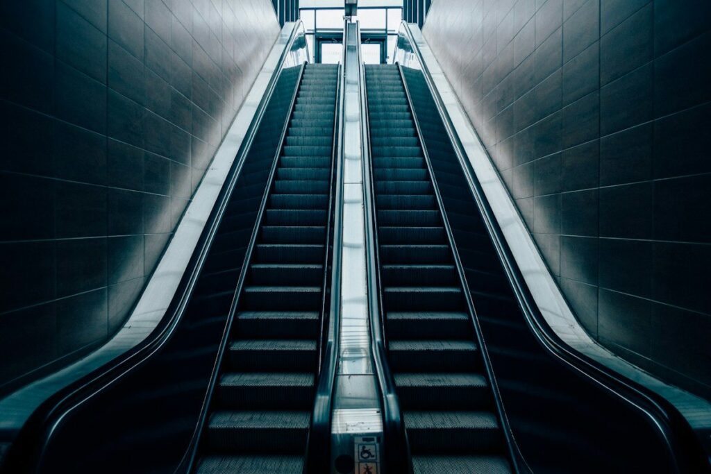 Empty escalators in a station, a picture of how fast price can move once orders are triggered