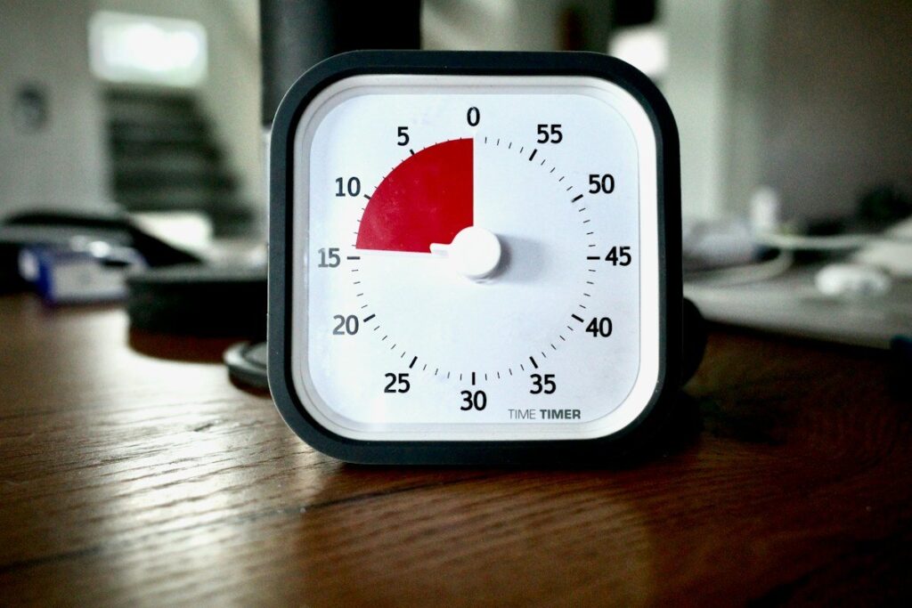 Visual kitchen timer counting down, a reminder to cancel an inside bar order that does not trigger within three candles