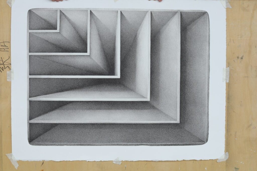 Pencil drawing of nested rectangles, like a demand zone sitting inside an older resistance level