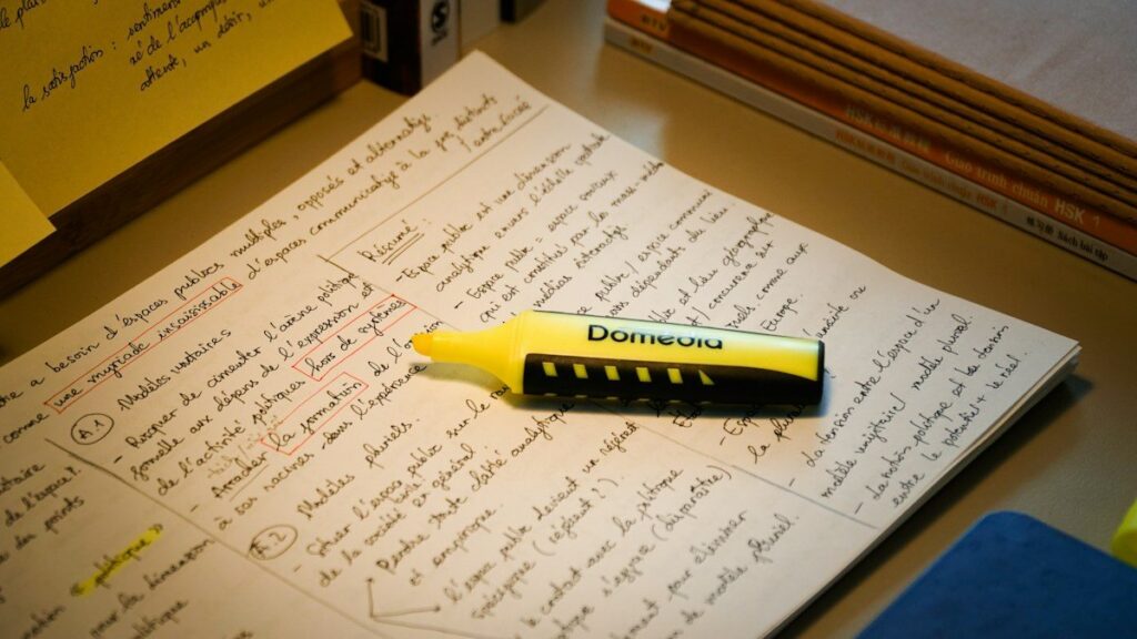Yellow highlighter on printed pages, marking the key levels a trader watches on Bitcoin