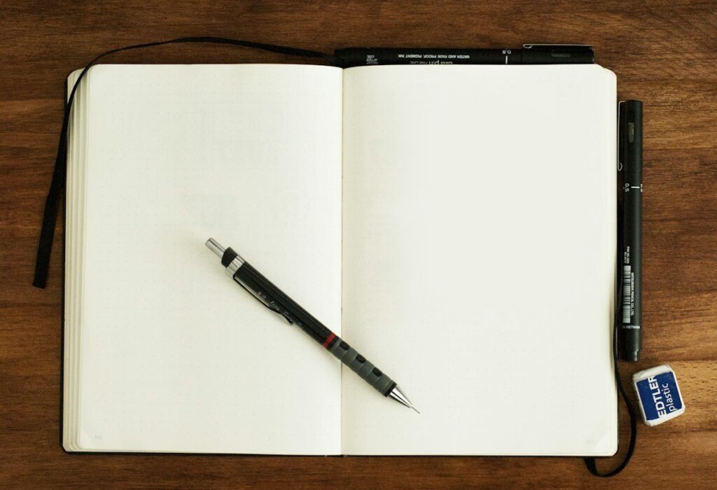 Open trading journal used to track win rate and risk reward when choosing risk per trade