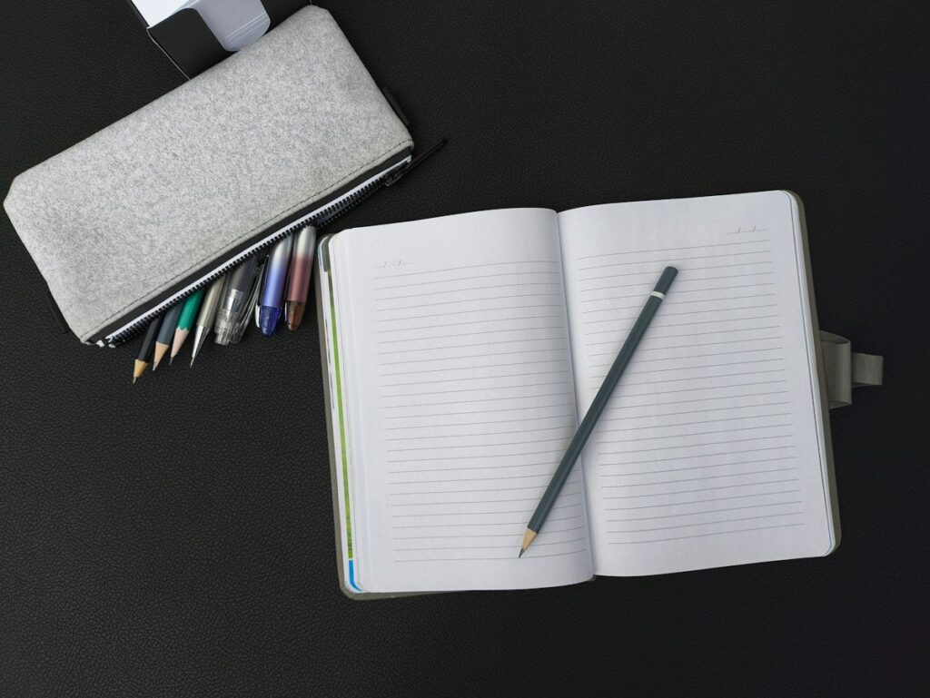 Notebook with pencil sketches of swing highs and lows used to identify market structure