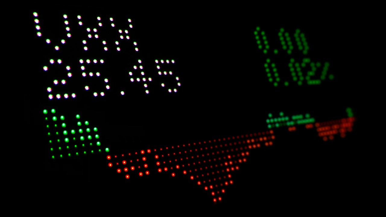 Lit price display with red and green dots