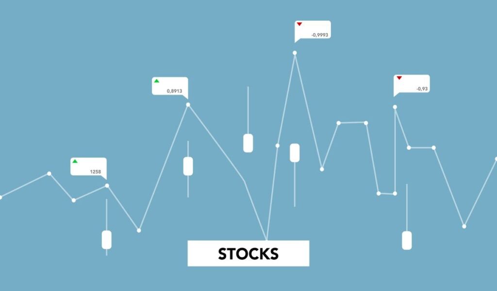 Illustrated price chart with candles and markers