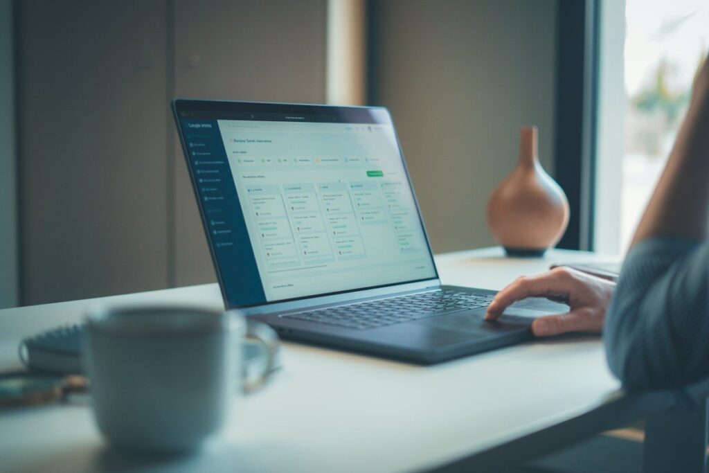 Person checking a weekly schedule on a laptop, the first step in planning trades around economic data