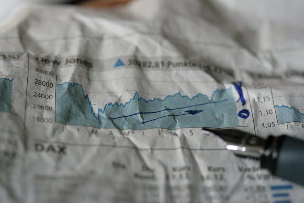 Pen on a printed index chart
